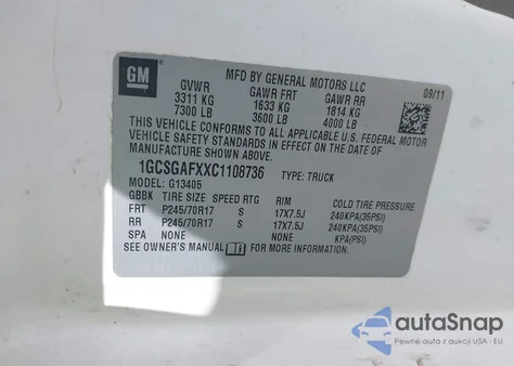 2012 Chevrolet Express 1500 Work Van from USA, damaged, VIN 1GCSGAFXXC1108736